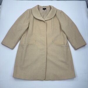 Quince Italian Wool Cocoon Coat Womens XL Heather Macadamia Shawl Button Front